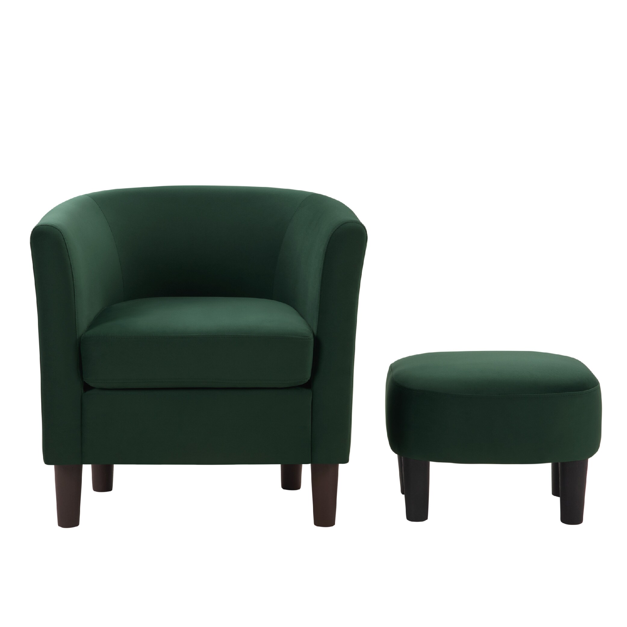 Velvet Accent Chair With Ottoman, Modern Barrel Chair Armchair For Living Room, Green_maomaolike.com